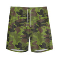 Dark Green And Black Camouflage Print Men's Athletic Shorts
