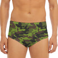 Dark Green And Black Camouflage Print Men's Triangle Swim Briefs