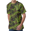 Dark Green And Black Camouflage Print Men's Velvet T-Shirt