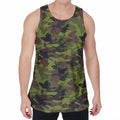 Dark Green And Black Camouflage Print Men's Velvet Tank Top