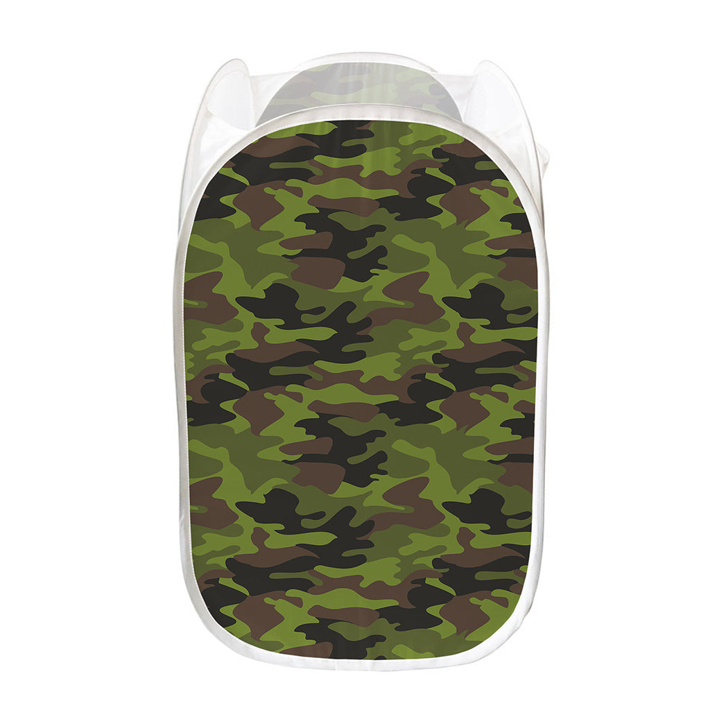 Dark Green And Black Camouflage Print Mesh Laundry Hamper