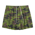 Dark Green And Black Camouflage Print Mesh Shorts