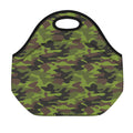 Dark Green And Black Camouflage Print Neoprene Lunch Bag