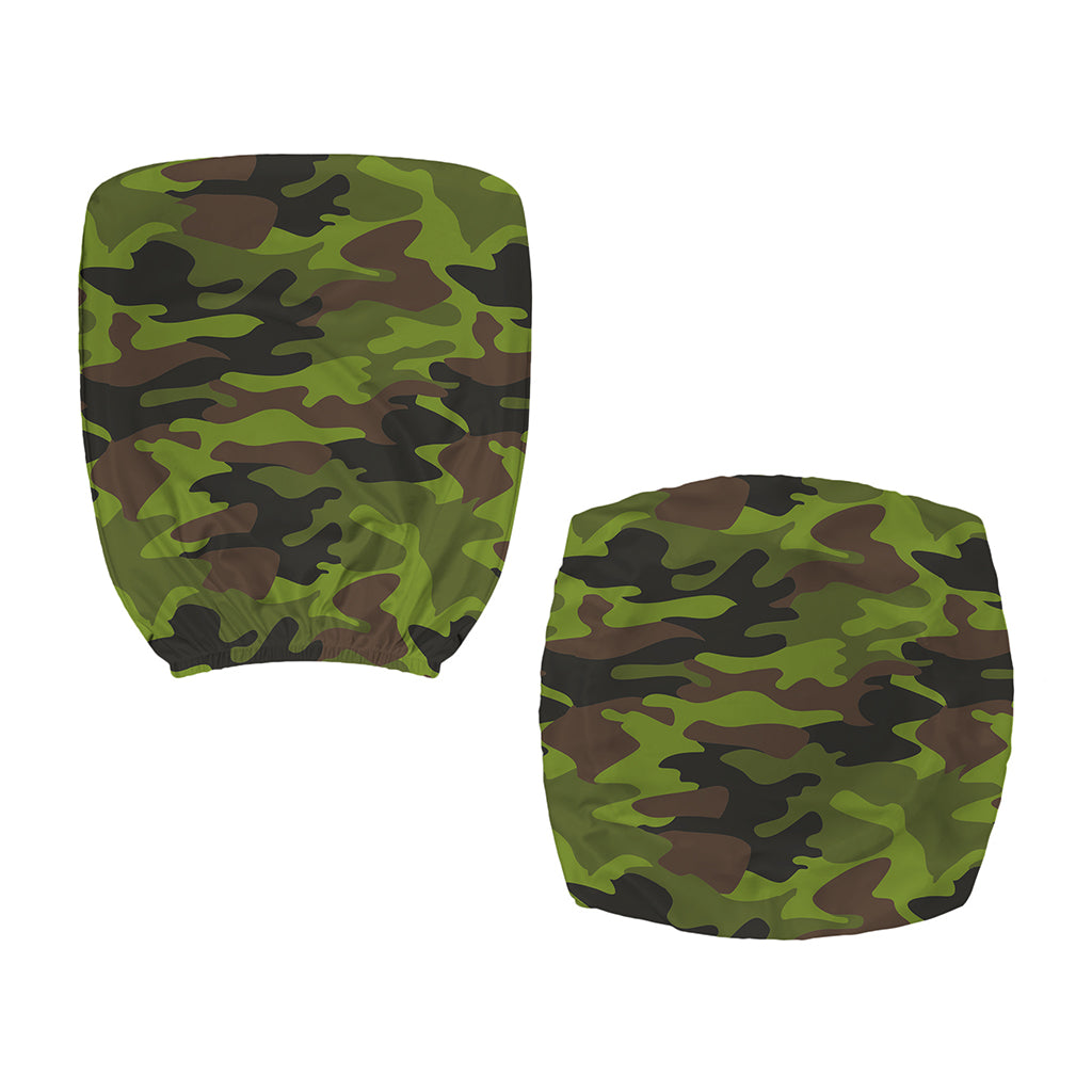 Dark Green And Black Camouflage Print Office Chair Cover