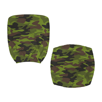 Dark Green And Black Camouflage Print Office Chair Cover