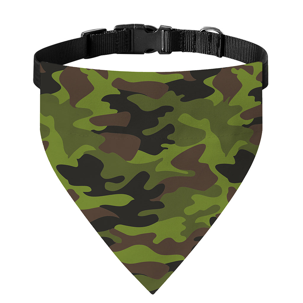 Dark Green And Black Camouflage Print Over The Collar Dog Bandana