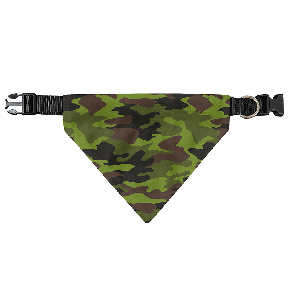 Dark Green And Black Camouflage Print Over The Collar Dog Bandana