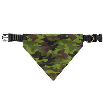 Dark Green And Black Camouflage Print Over The Collar Dog Bandana