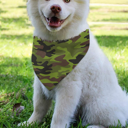 Dark Green And Black Camouflage Print Over The Collar Dog Bandana