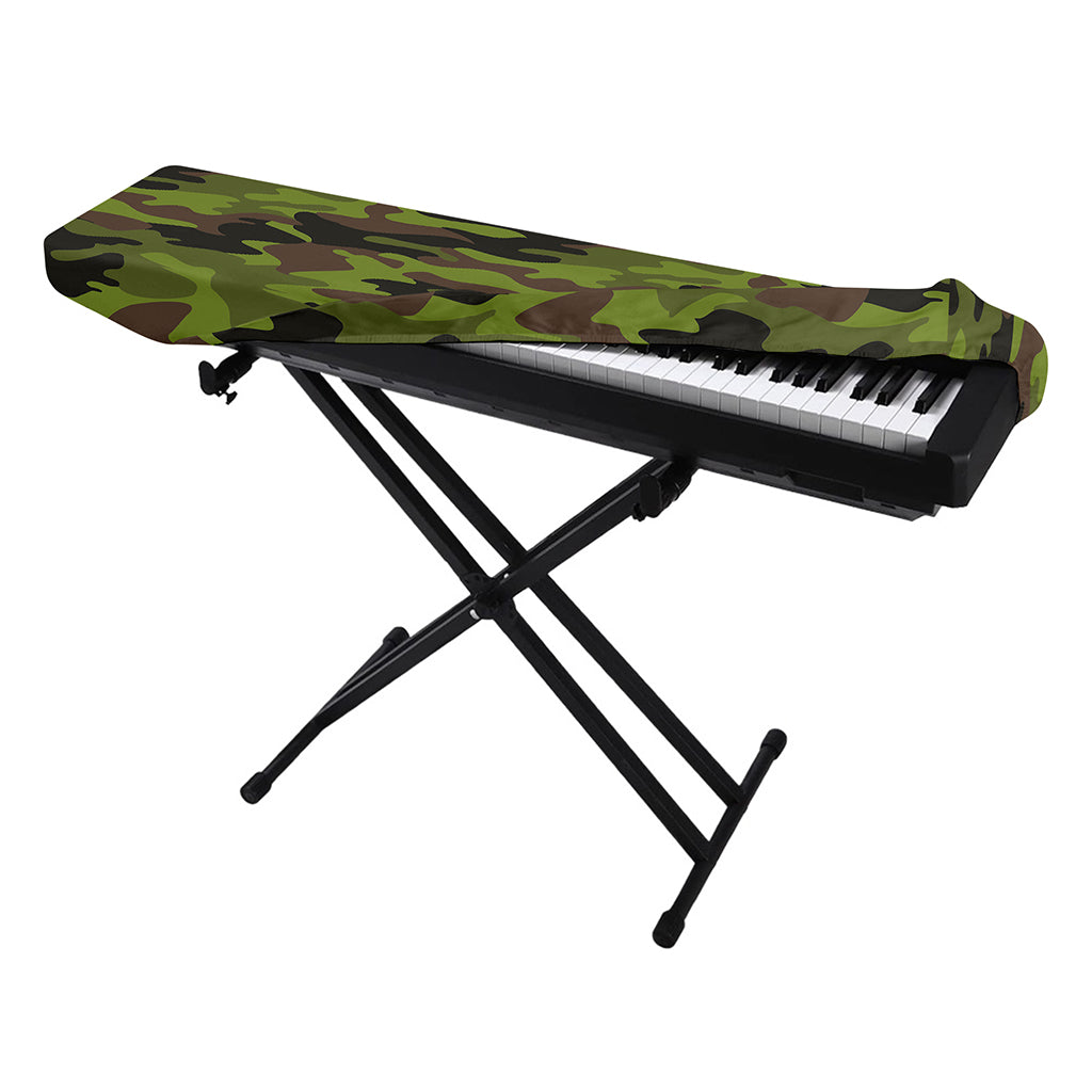 Dark Green And Black Camouflage Print Piano Keyboard Cover