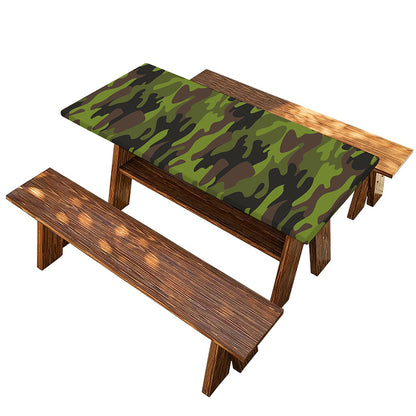 Dark Green And Black Camouflage Print Picnic Table Cover