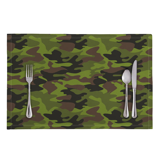 Dark Green And Black Camouflage Print Placemat