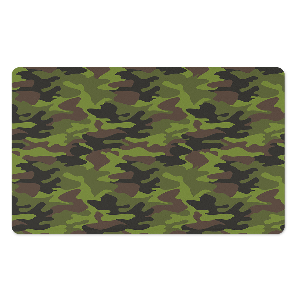 Dark Green And Black Camouflage Print Polyester Doormat