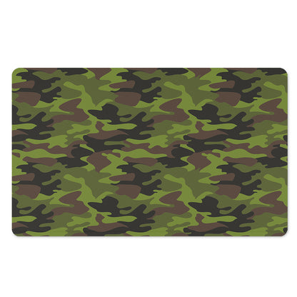 Dark Green And Black Camouflage Print Polyester Doormat
