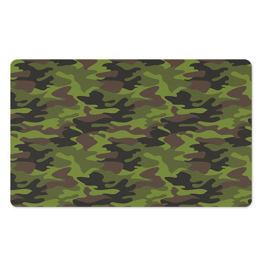 Dark Green And Black Camouflage Print Polyester Doormat