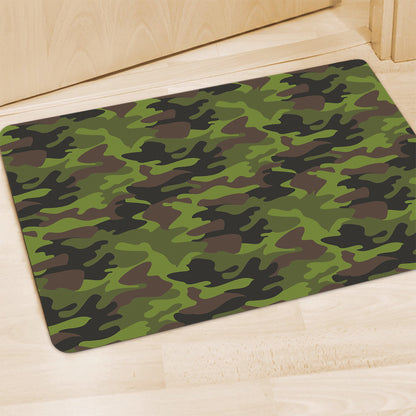 Dark Green And Black Camouflage Print Polyester Doormat