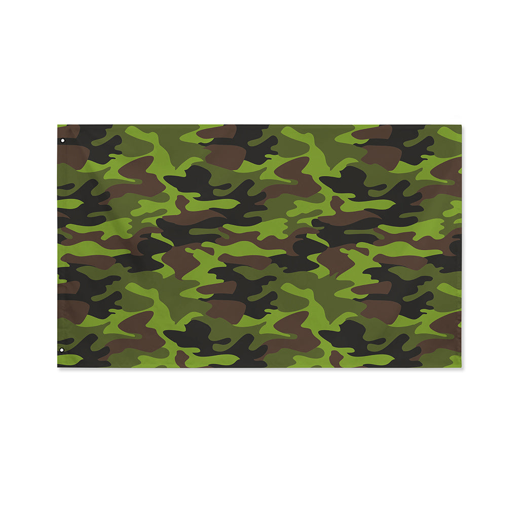 Dark Green And Black Camouflage Print Polyester Flag