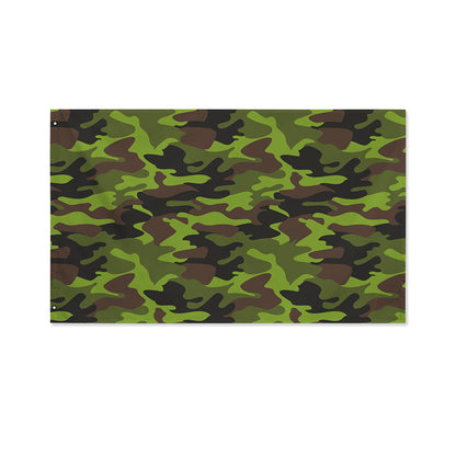 Dark Green And Black Camouflage Print Polyester Flag