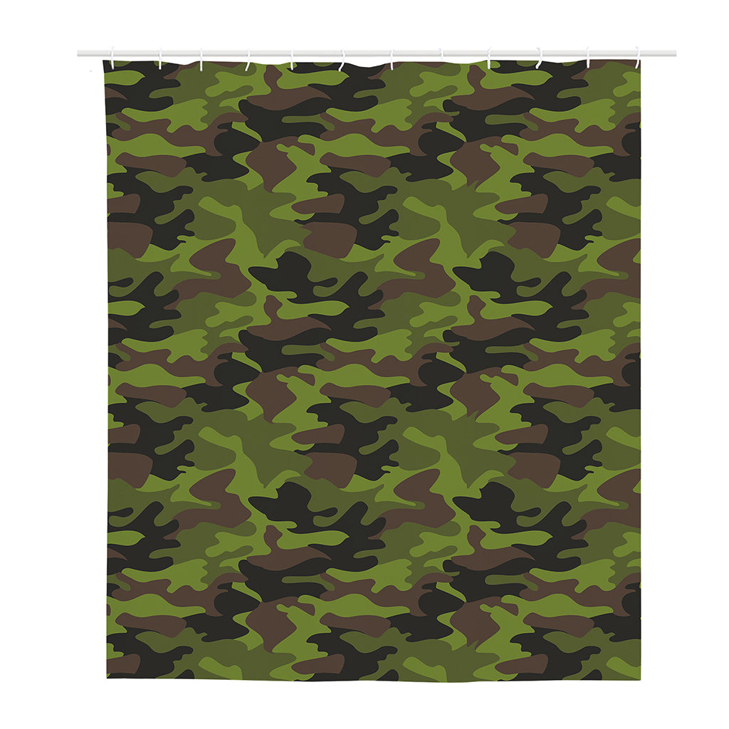 Dark Green And Black Camouflage Print Polyester Shower Curtain