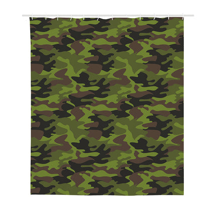 Dark Green And Black Camouflage Print Polyester Shower Curtain