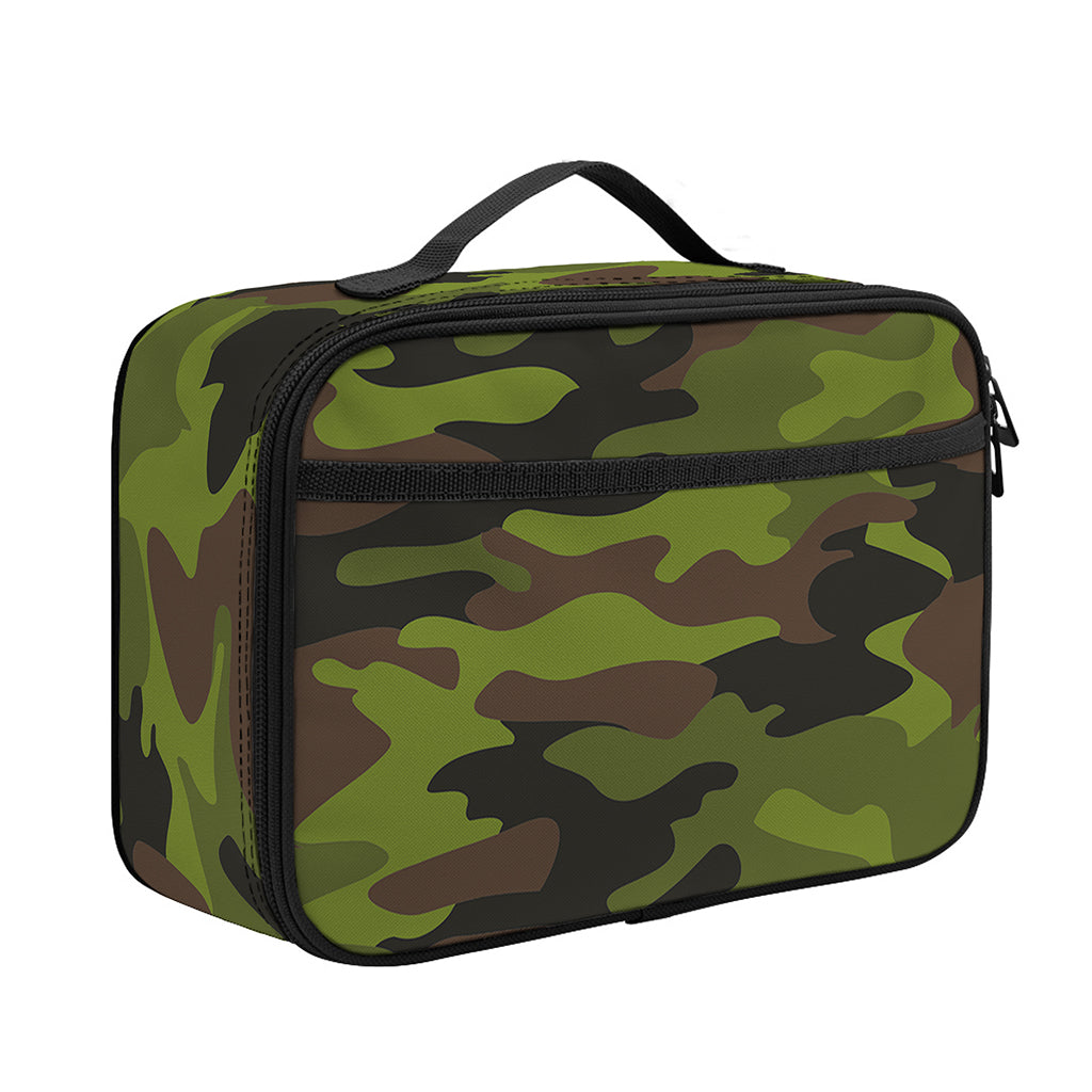 Dark Green And Black Camouflage Print Portable Lunch Bag