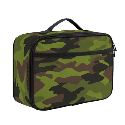 Dark Green And Black Camouflage Print Portable Lunch Bag