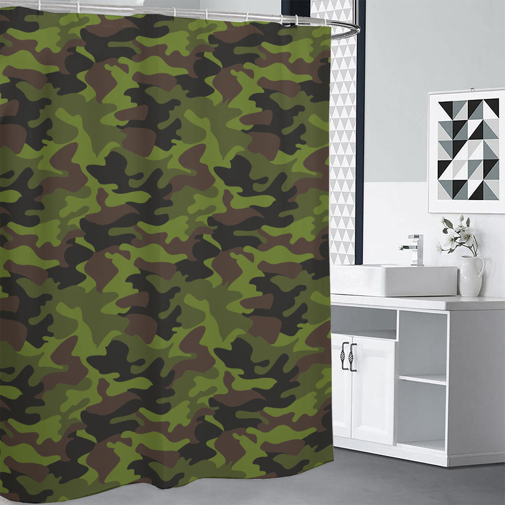 Dark Green And Black Camouflage Print Premium Shower Curtain
