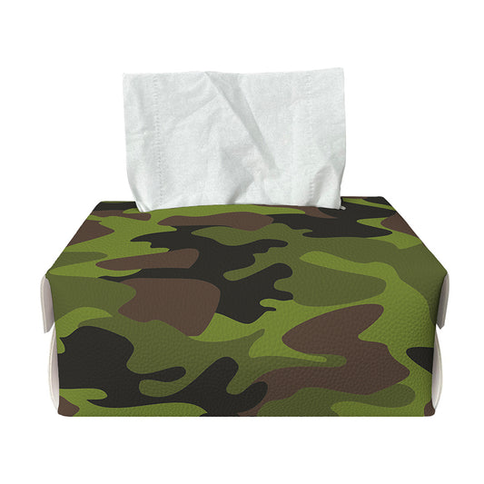 Dark Green And Black Camouflage Print Rectangle Tissue Box Cover