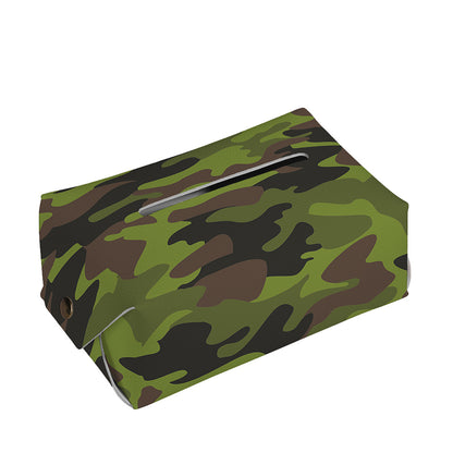 Dark Green And Black Camouflage Print Rectangle Tissue Box Cover