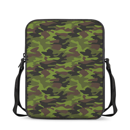 Dark Green And Black Camouflage Print Rectangular Crossbody Bag