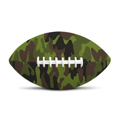 Dark Green And Black Camouflage Print Rugby Ball