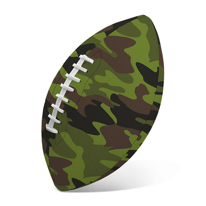 Dark Green And Black Camouflage Print Rugby Ball