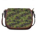 Dark Green And Black Camouflage Print Saddle Bag