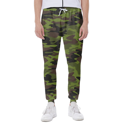 Dark Green And Black Camouflage Print Scuba Joggers