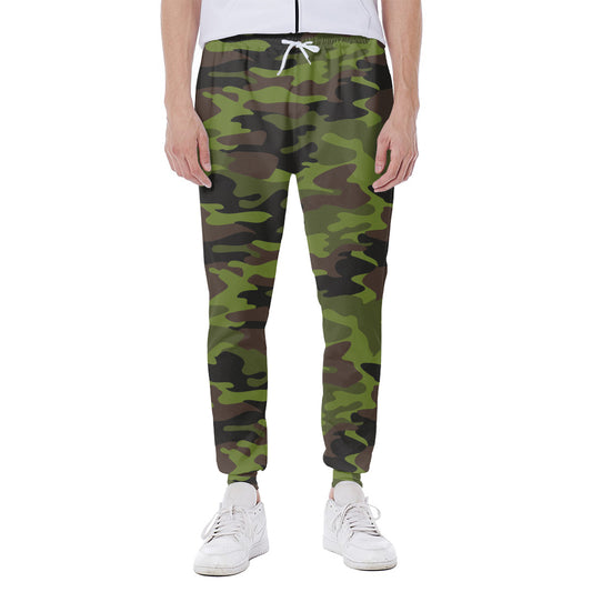 Dark Green And Black Camouflage Print Scuba Joggers