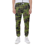 Dark Green And Black Camouflage Print Scuba Joggers