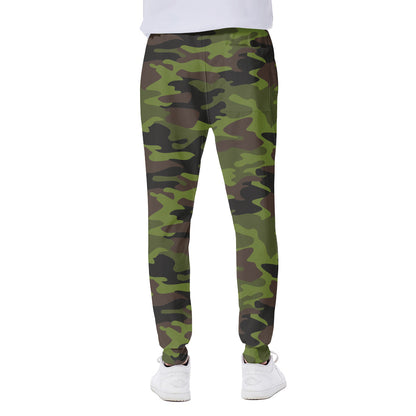 Dark Green And Black Camouflage Print Scuba Joggers