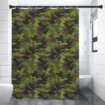Dark Green And Black Camouflage Print Shower Curtain