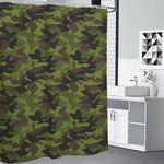 Dark Green And Black Camouflage Print Shower Curtain