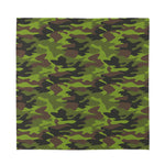 Dark Green And Black Camouflage Print Silk Bandana