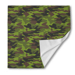 Dark Green And Black Camouflage Print Silk Bandana