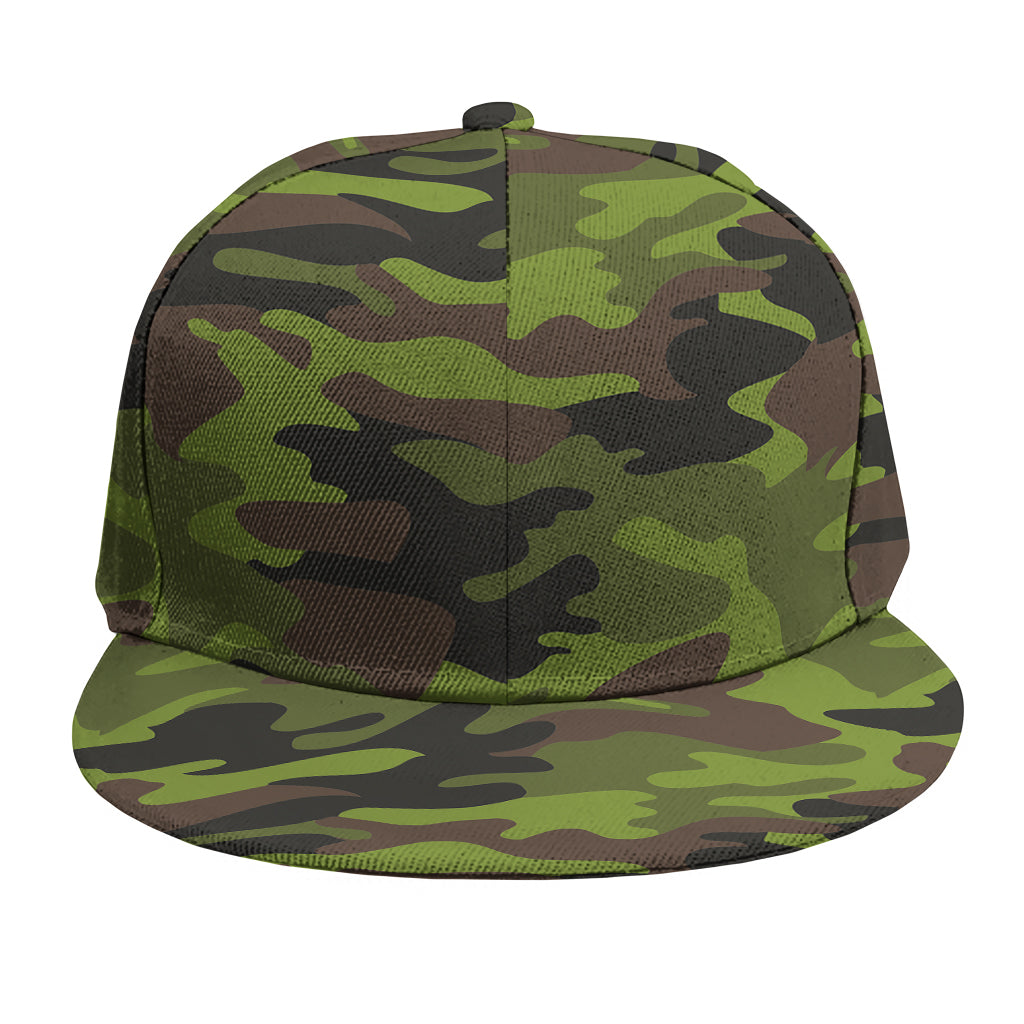 Dark Green And Black Camouflage Print Snapback Cap