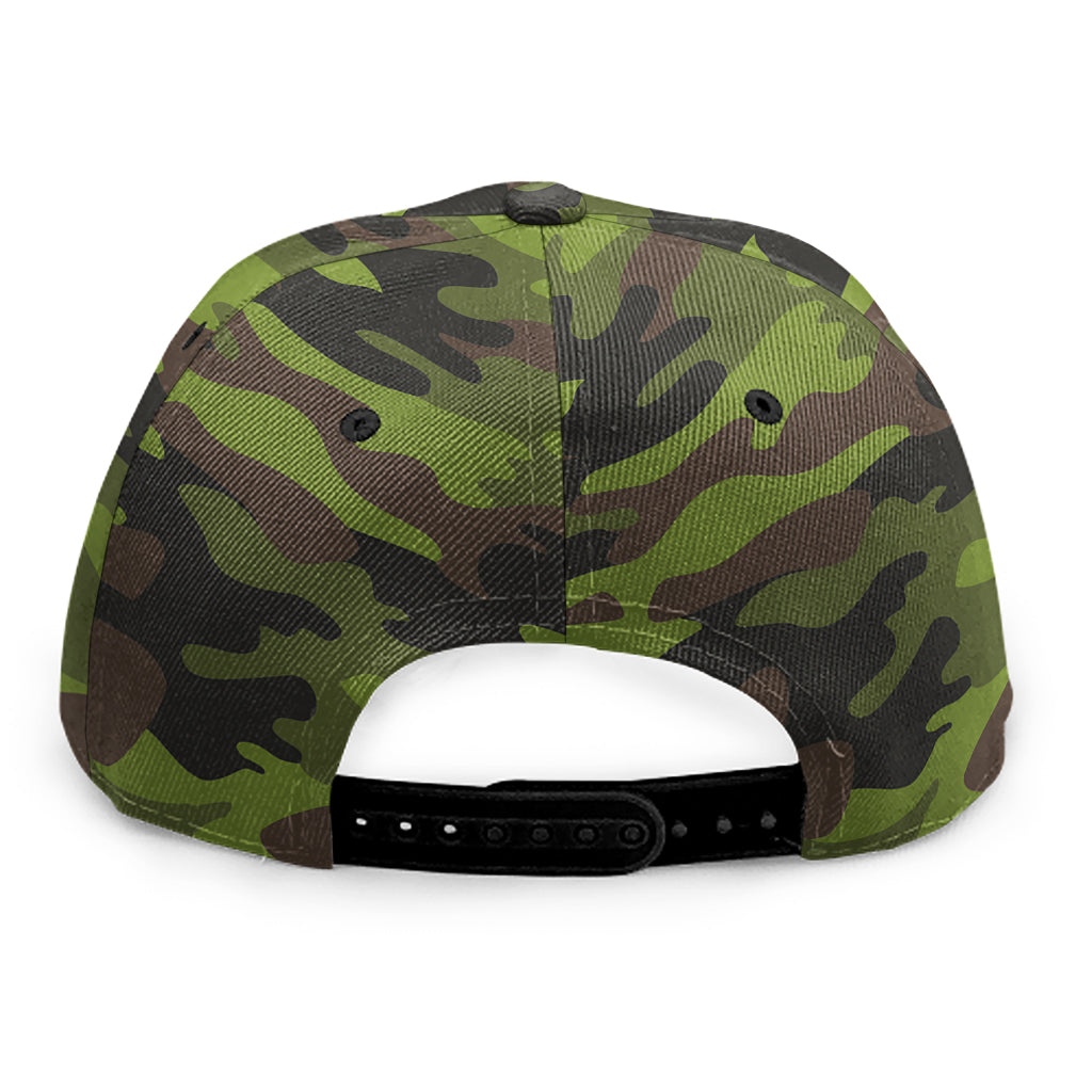 Dark Green And Black Camouflage Print Snapback Cap