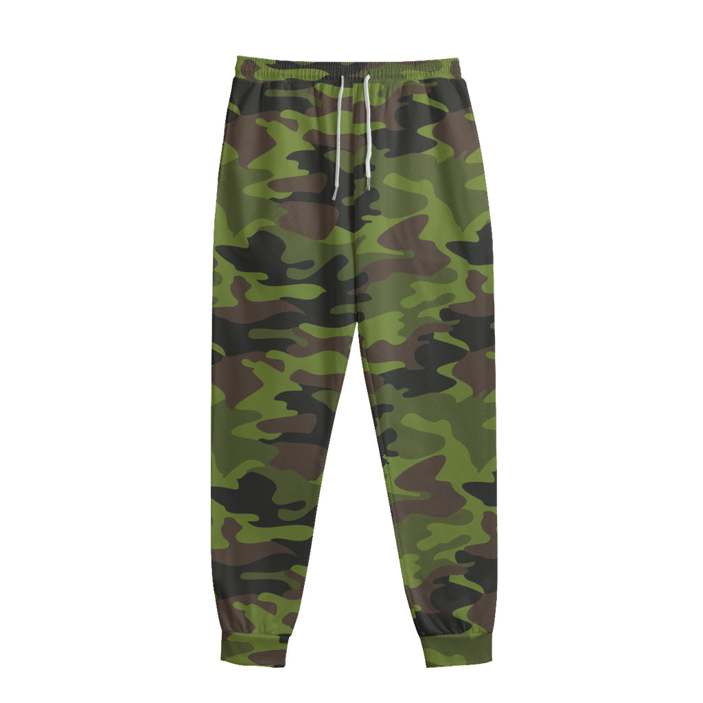 Dark Green And Black Camouflage Print Sweatpants