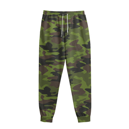 Dark Green And Black Camouflage Print Sweatpants