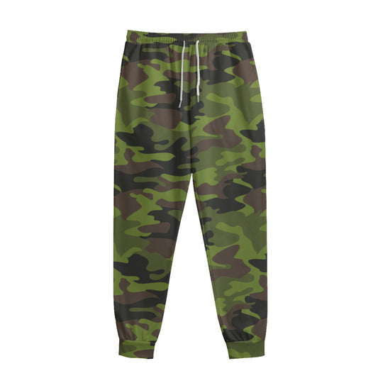 Dark Green And Black Camouflage Print Sweatpants