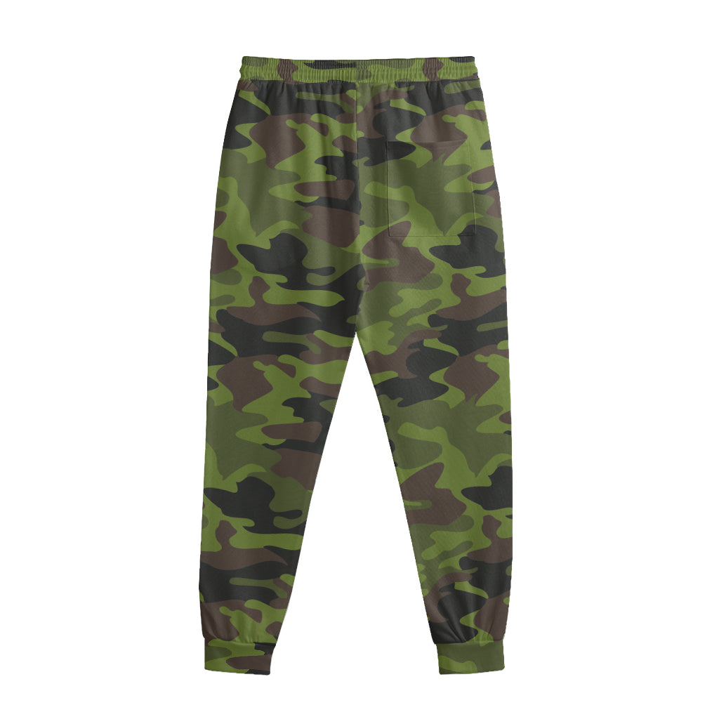 Dark Green And Black Camouflage Print Sweatpants