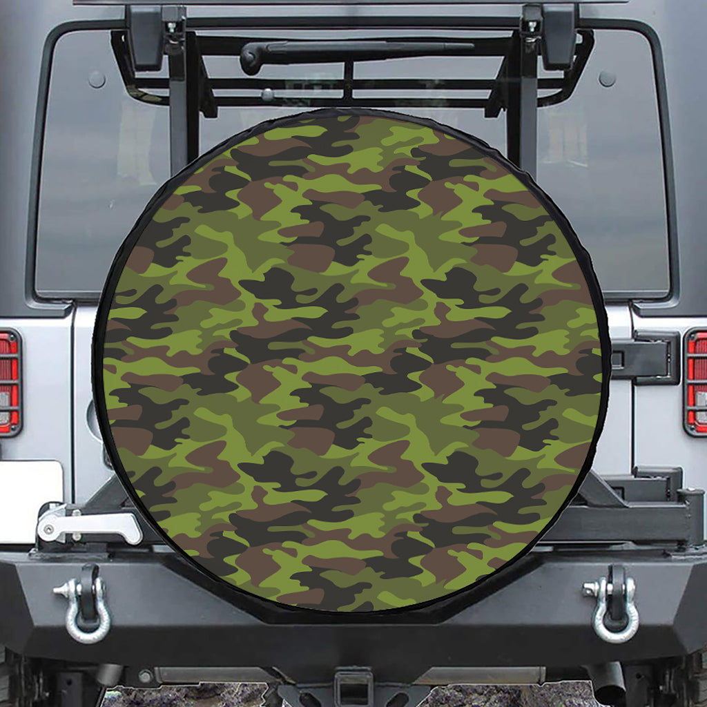 Dark Green And Black Camouflage Print Tire Cover