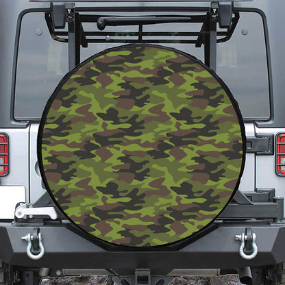 Dark Green And Black Camouflage Print Tire Cover