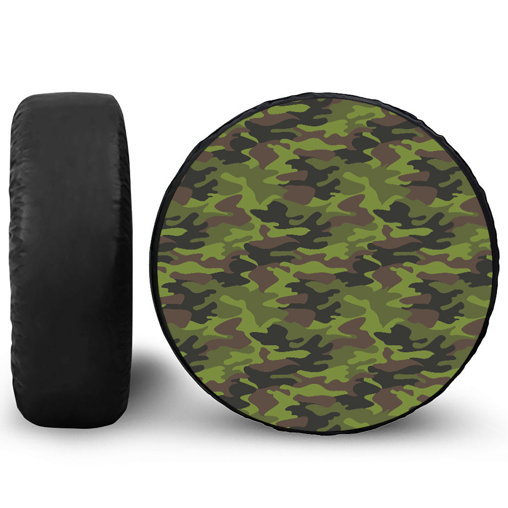 Dark Green And Black Camouflage Print Tire Cover